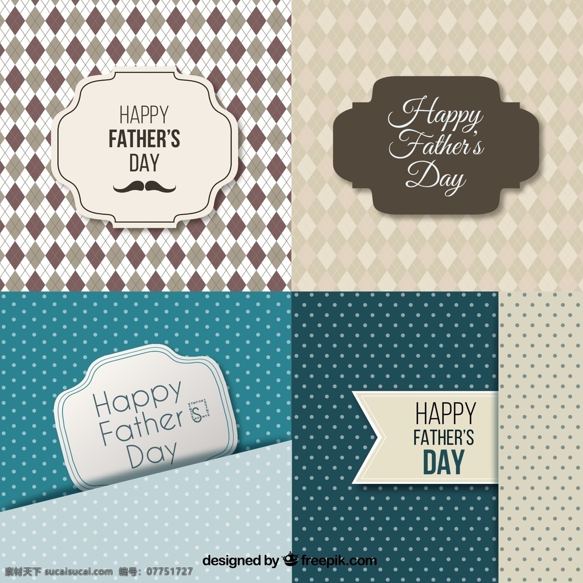 创意 父亲节 贺卡 矢量 菱形格 水玉点 标签 happy fathers day 背景 矢量图 白色