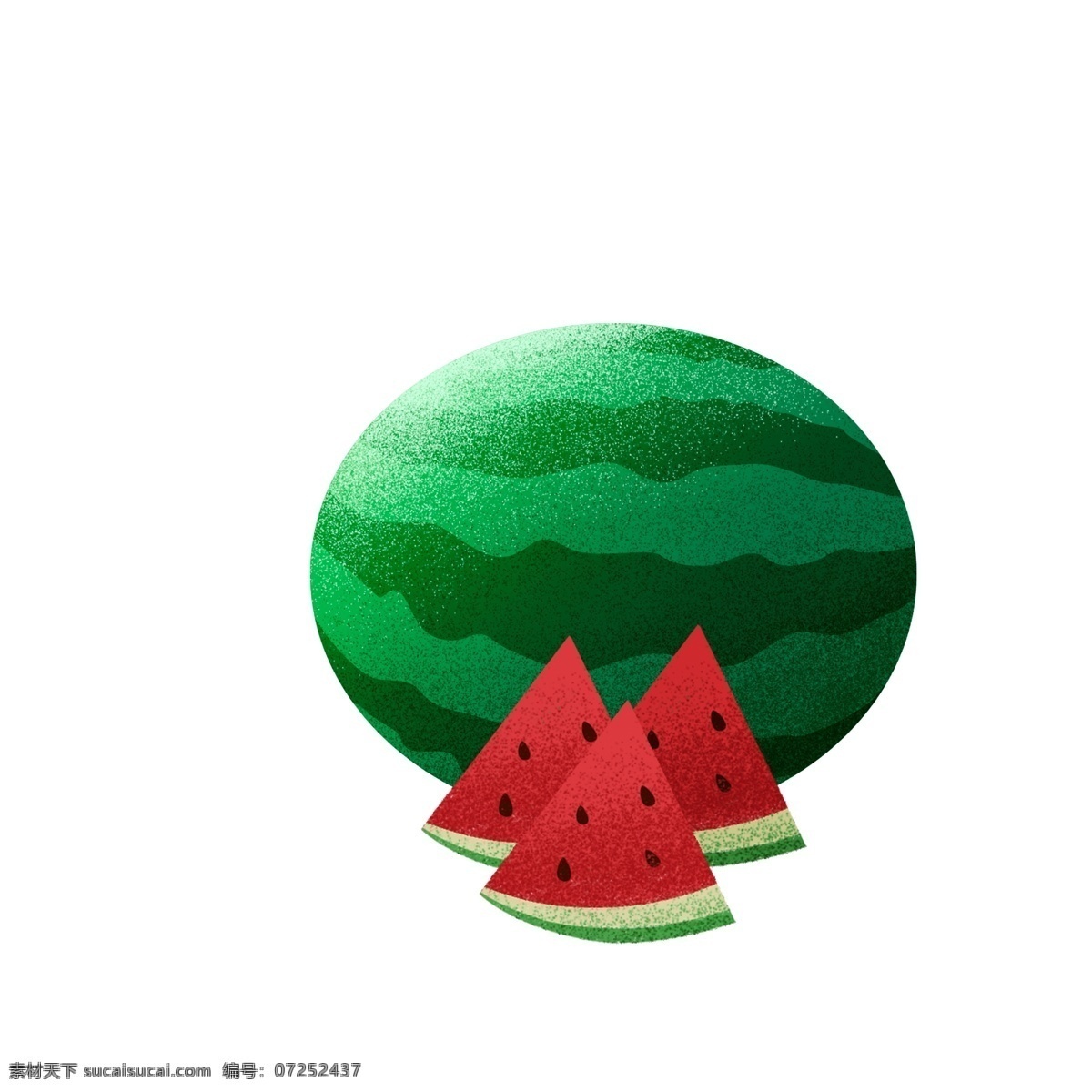 清凉 夏季 西瓜 元素 手绘 卡通 水果元素 插画设计