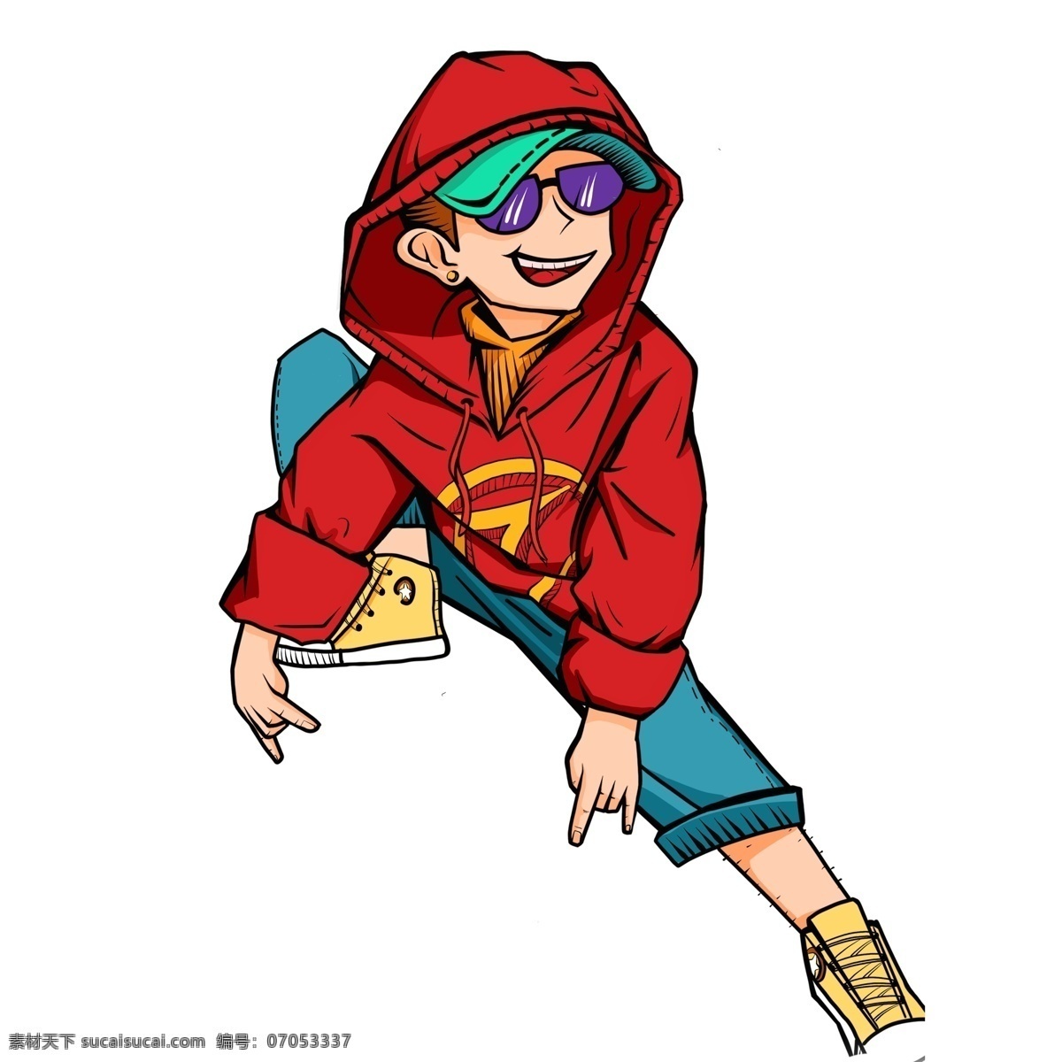 卡通 嘻哈 少年 潮 漫 插画 人物设计 男孩 手绘 潮漫 嘻哈少年