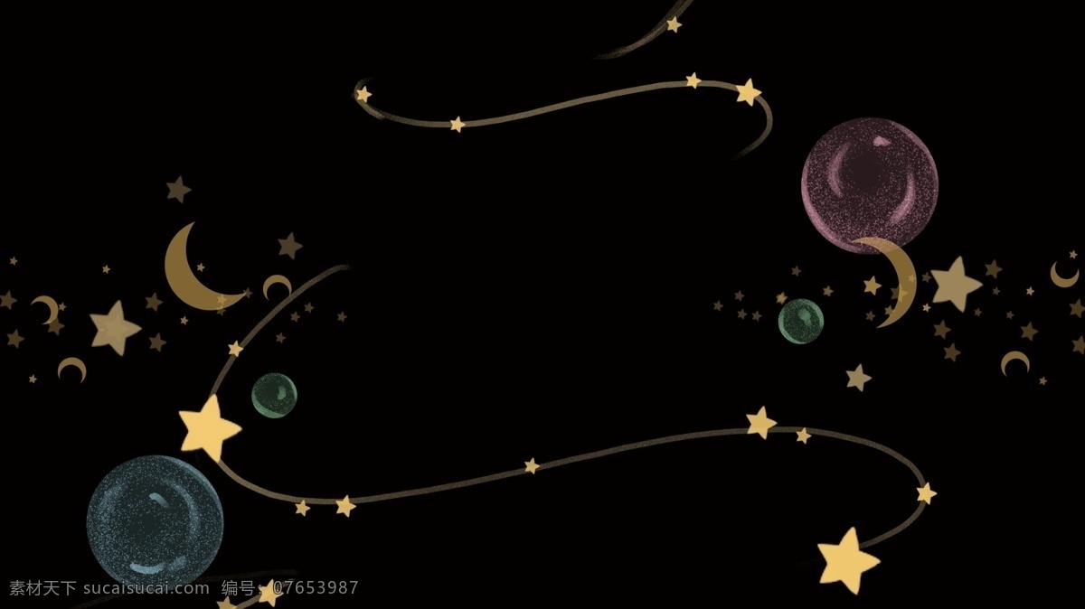 金色 星星 月亮 彩色 气球 卡通 背景