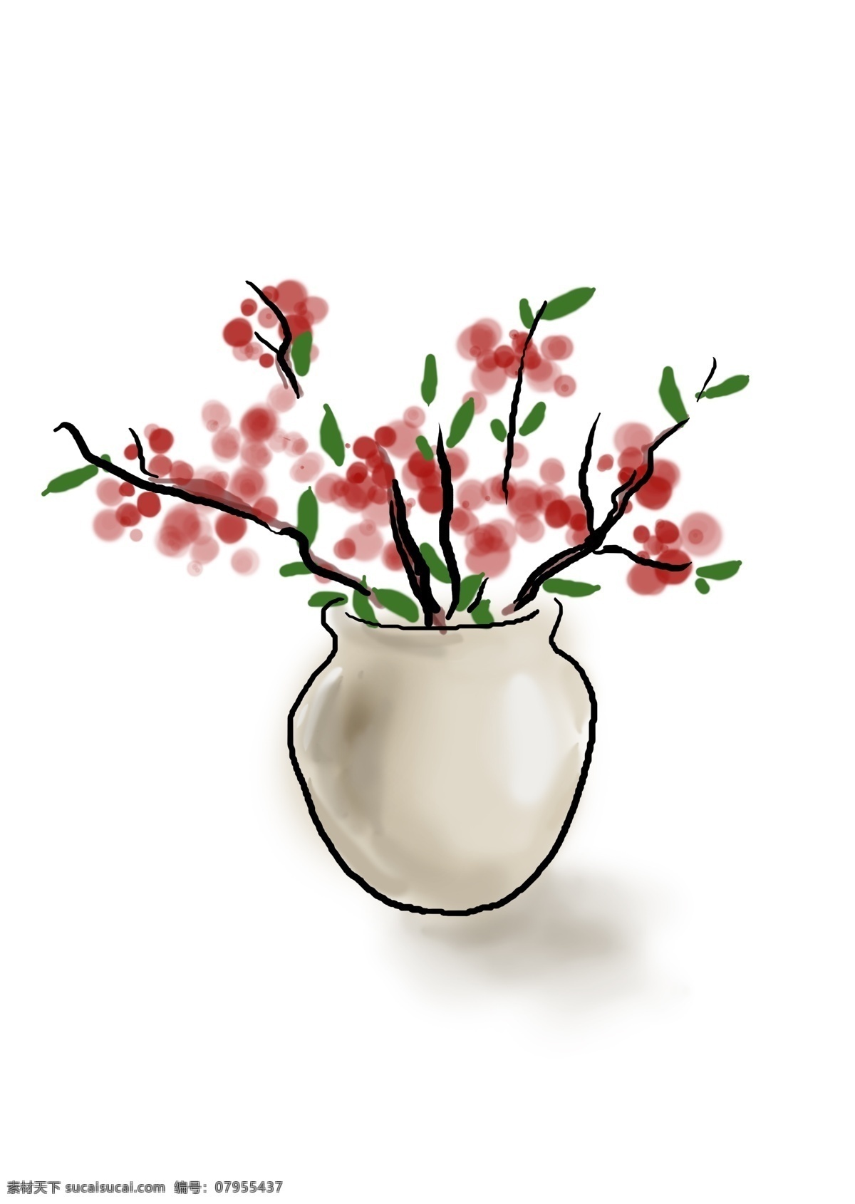 手绘 清新 绿色植物 水墨 彩绘 插画 绿色 自然 礼物 植物 种植 春天 女生 养殖 培育 花盆 装饰 韩风