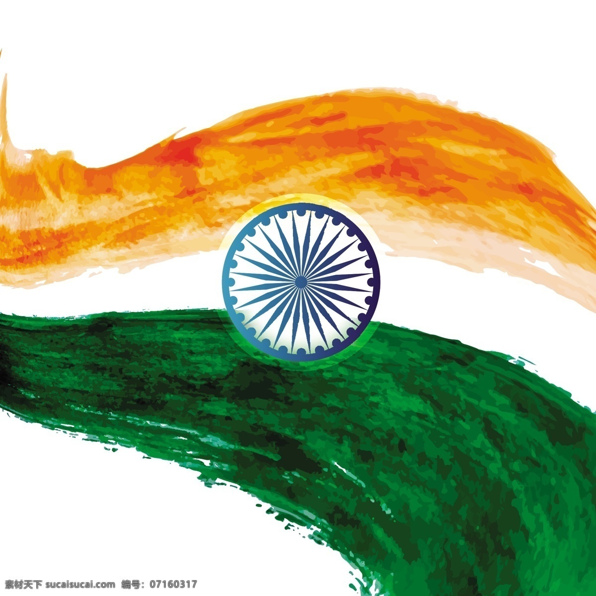 波浪 水彩 印度 国旗 背景摘要 垃圾 节日 假日 轮 和平 印度国旗 独立日 国家 自由 天 政府 爱国 一月 白色