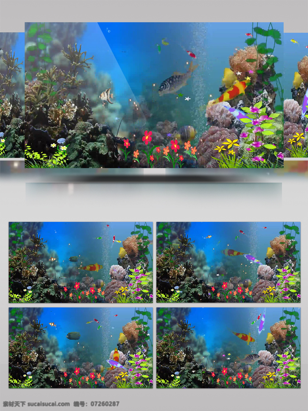 卡通 海底 鱼儿 鲜花 展示 宣传 背景视频 气泡 清新 珊瑚 唯美