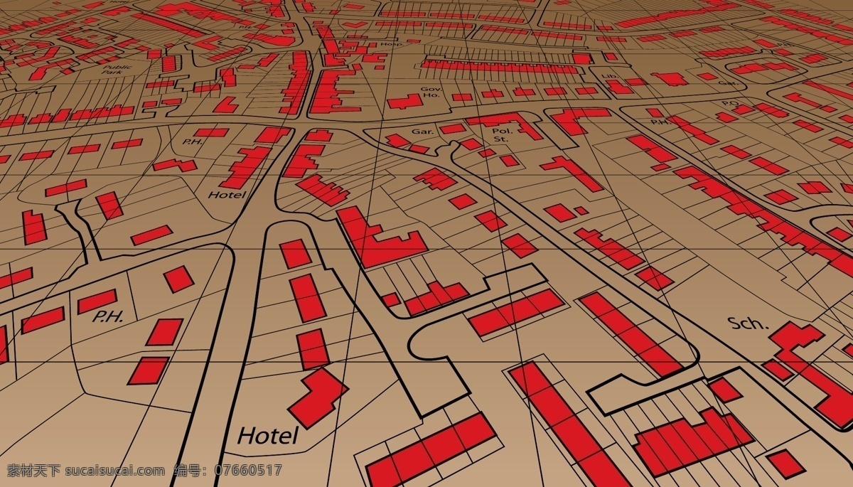 城市 城市地图 城市线图 城市规划 自然风光 空间环境 矢量素材 红色