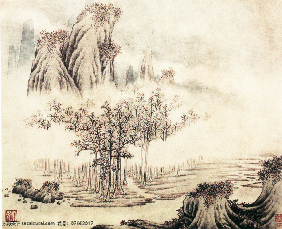 山水图a 山水画 中国 古画 中国古画 设计素材 山水名画 古典藏画 书画美术 白色