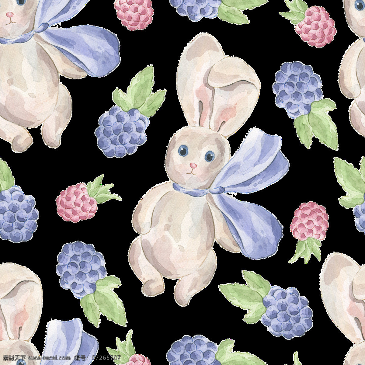 兔子 先生 填充 背景 蓝莓 葡萄 动物 透明素材 免扣素材 装饰图案