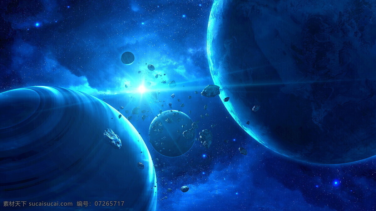 浪漫 蓝色 宇宙 背景 唯美 科幻 蓝色渐变 光线 星球 广告
