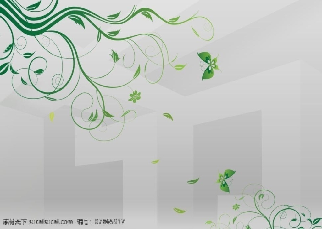 绿色 线条 花纹 立体 空间 3d 蝴蝶 背景墙移门 3d设计 3d作品