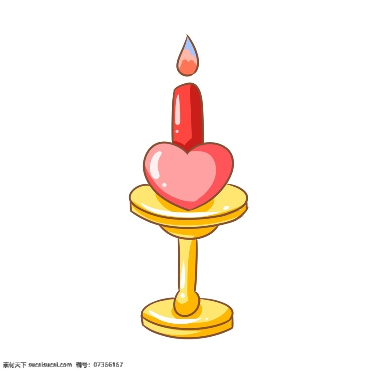 情人节 红色 蜡烛 情人节蜡烛 桃心蜡烛 手绘蜡烛 卡通蜡烛 红色的蜡烛 黄色的烛台 漂亮的蜡烛