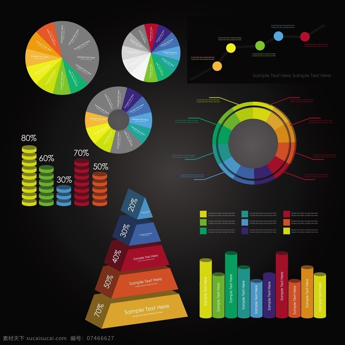 彩色信息图 彩色 信息图 形状 多边形 几何形 数据分析 图表 数据统计 圆柱体 三角体 插画 背景 卡片 海报 画册