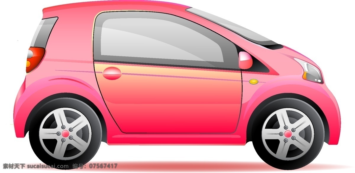 矢量 手绘 逼真 粉色 汽车 元素 交通工具 轿车 ai元素 免扣元素