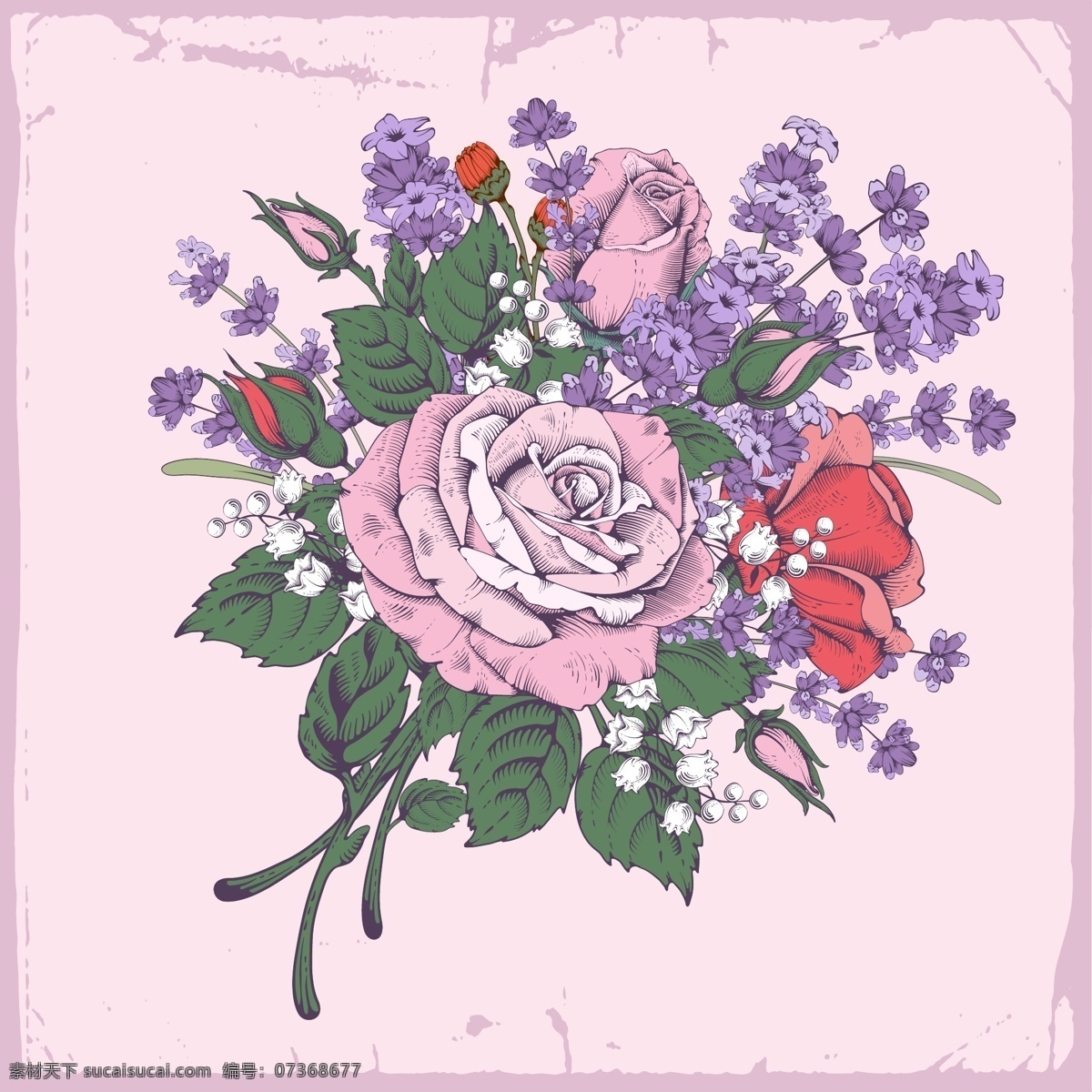 复古 华美 花朵 花卉 图案 蔷薇 几何背景 几何图案 贺卡背景 背景素材 粉色
