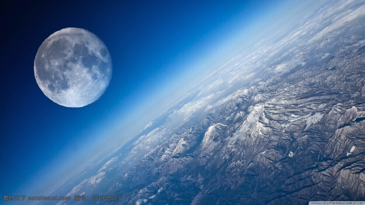 壮观 星空 俯视图 山脉 星球 太空 蓝色