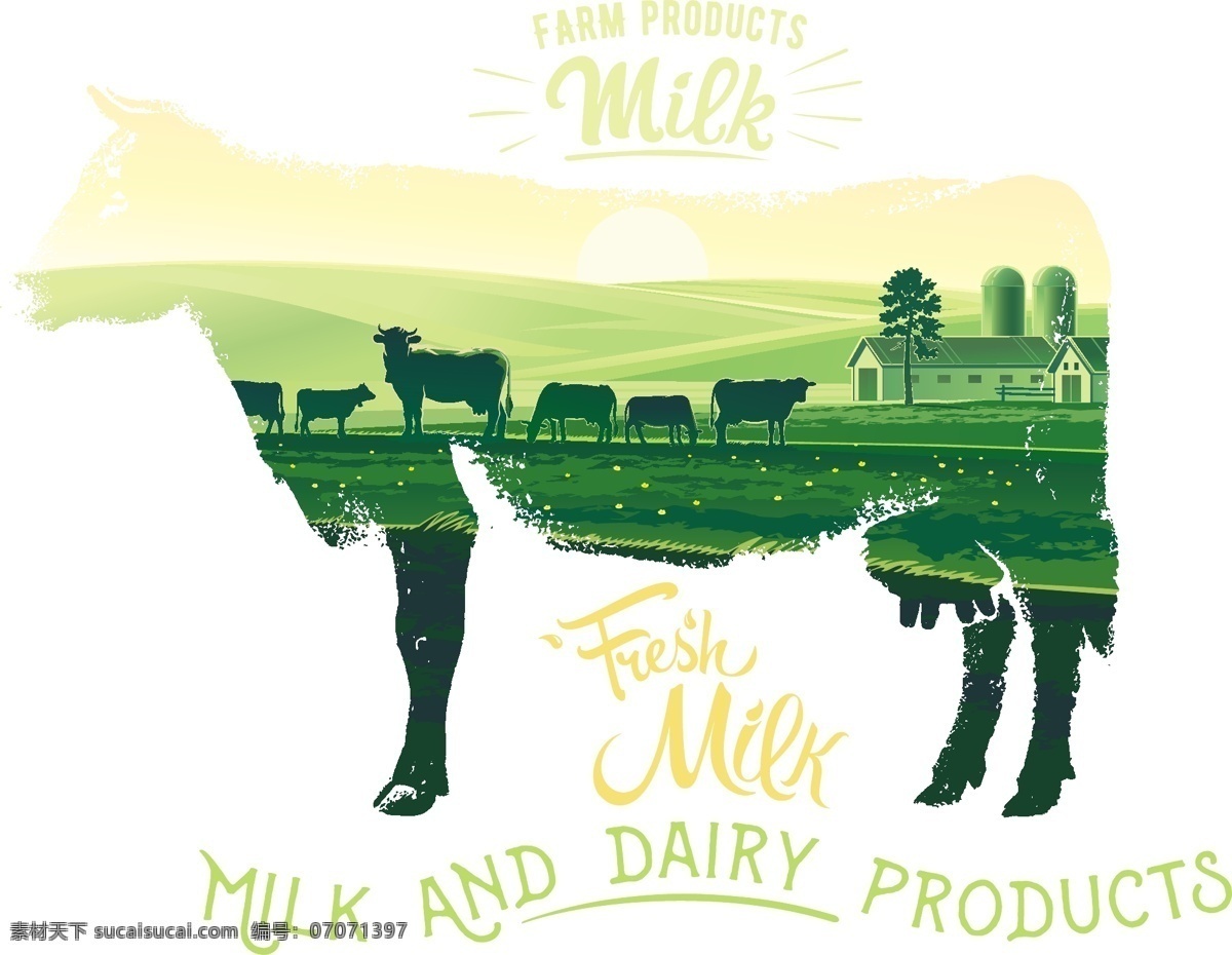牛奶 主题 矢量 健康 鲜奶 面包 小麦 无线 牧场 太阳 奶酪 水果