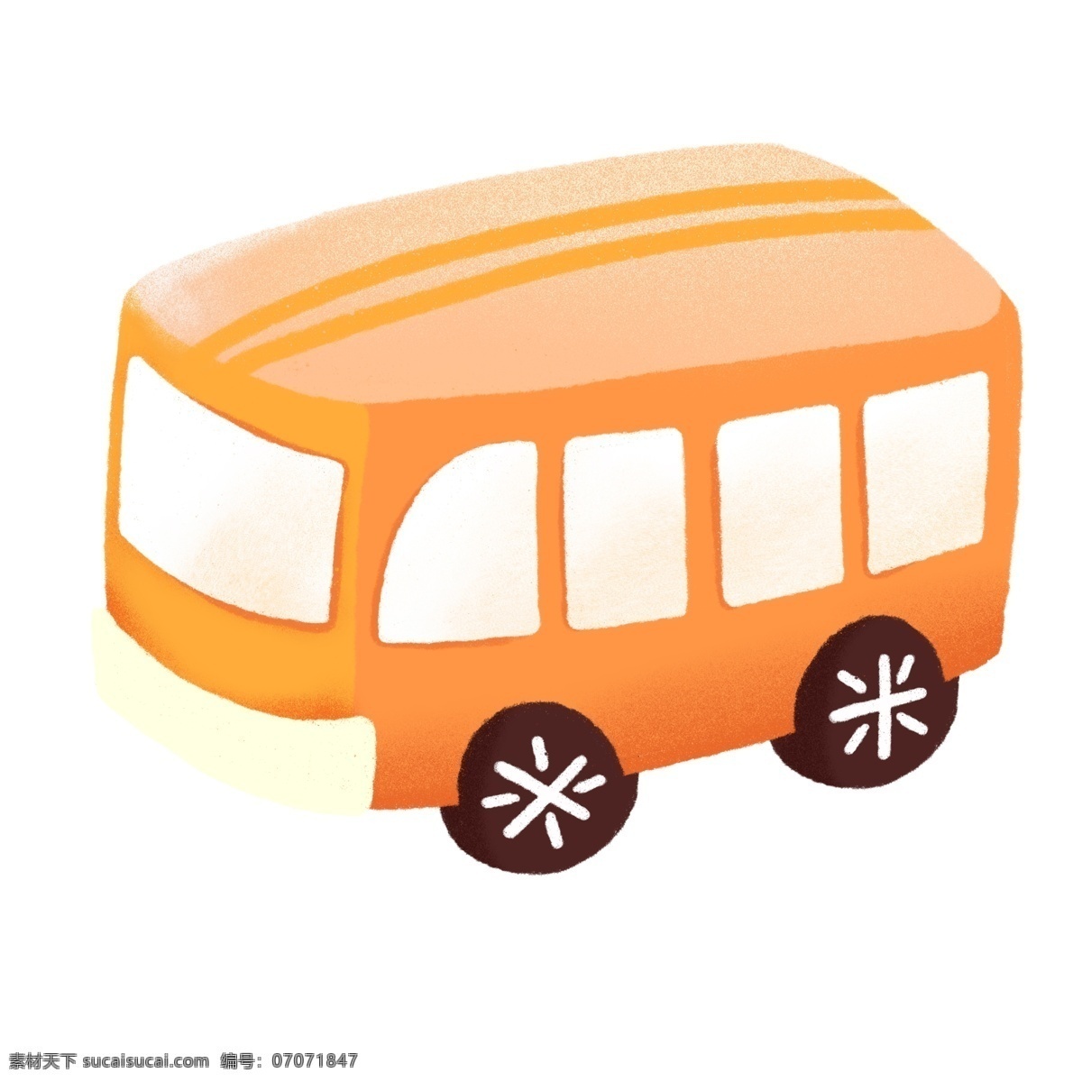 卡通 手绘 校车 交通 元素 插画 公交车 车子 交通工具