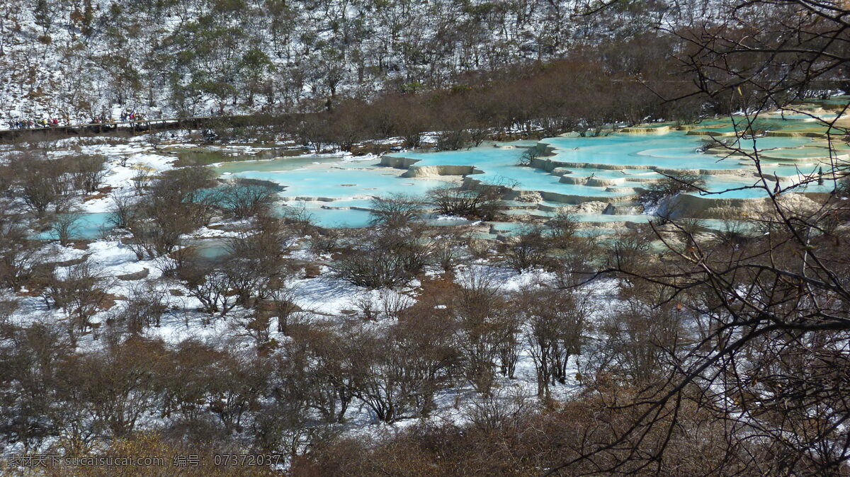 俯瞰 黄龙 五彩池 5a级景区 雪山 秋景 钙华地貌 碳酸钙 风景名胜 自然景观