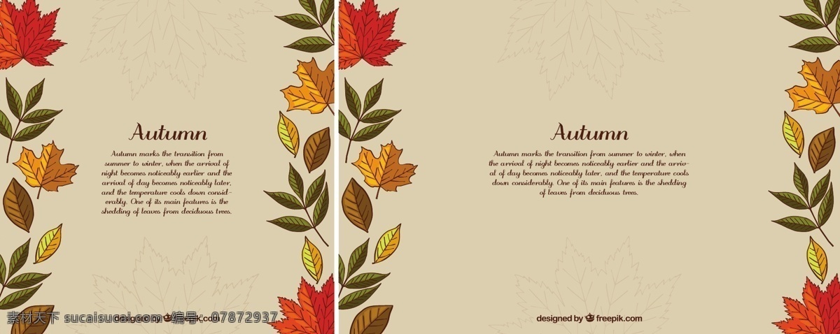 经典 秋天 背景 手绘 风格 花卉 手 叶 自然 花卉背景 可爱 树叶 五颜六色 丰富多彩 绘画 树木 色彩 自然背景 乐趣