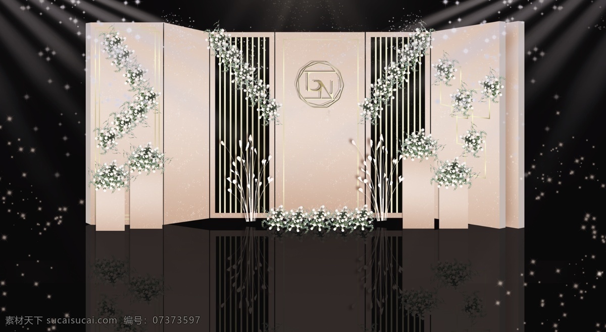 简约 香槟 色 合影 区 婚礼 效果图 唯美 合影区 浪漫