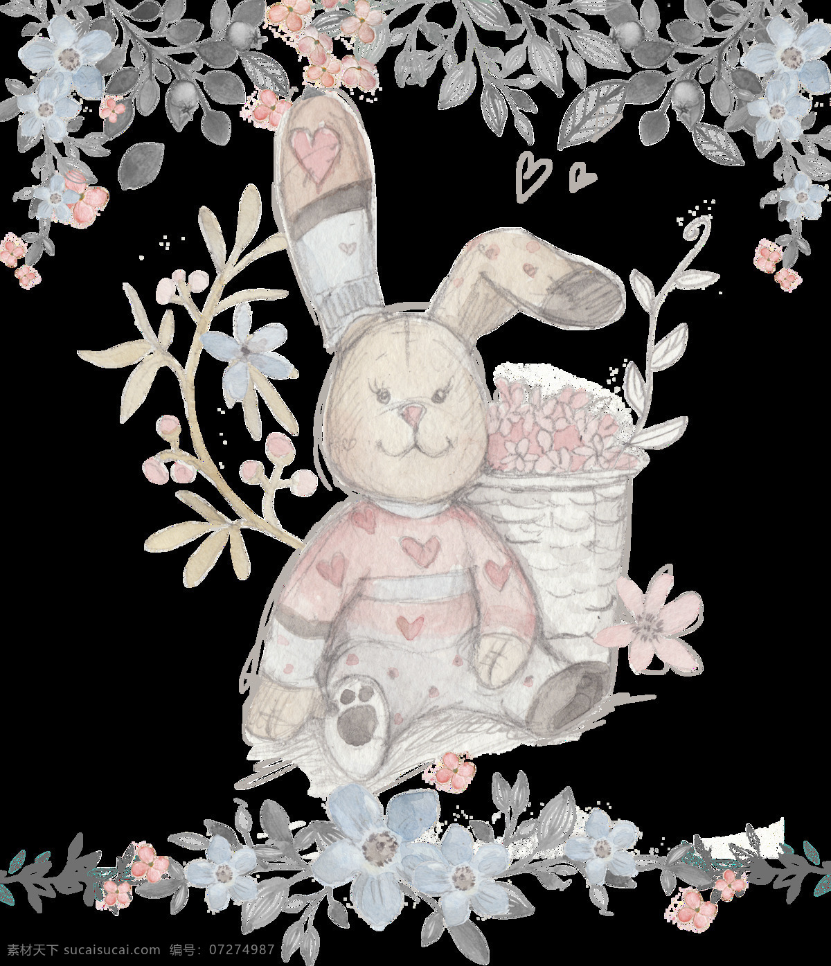 萌 系 兔子 卡通 透明 萌系 抠图专用 装饰 设计素材