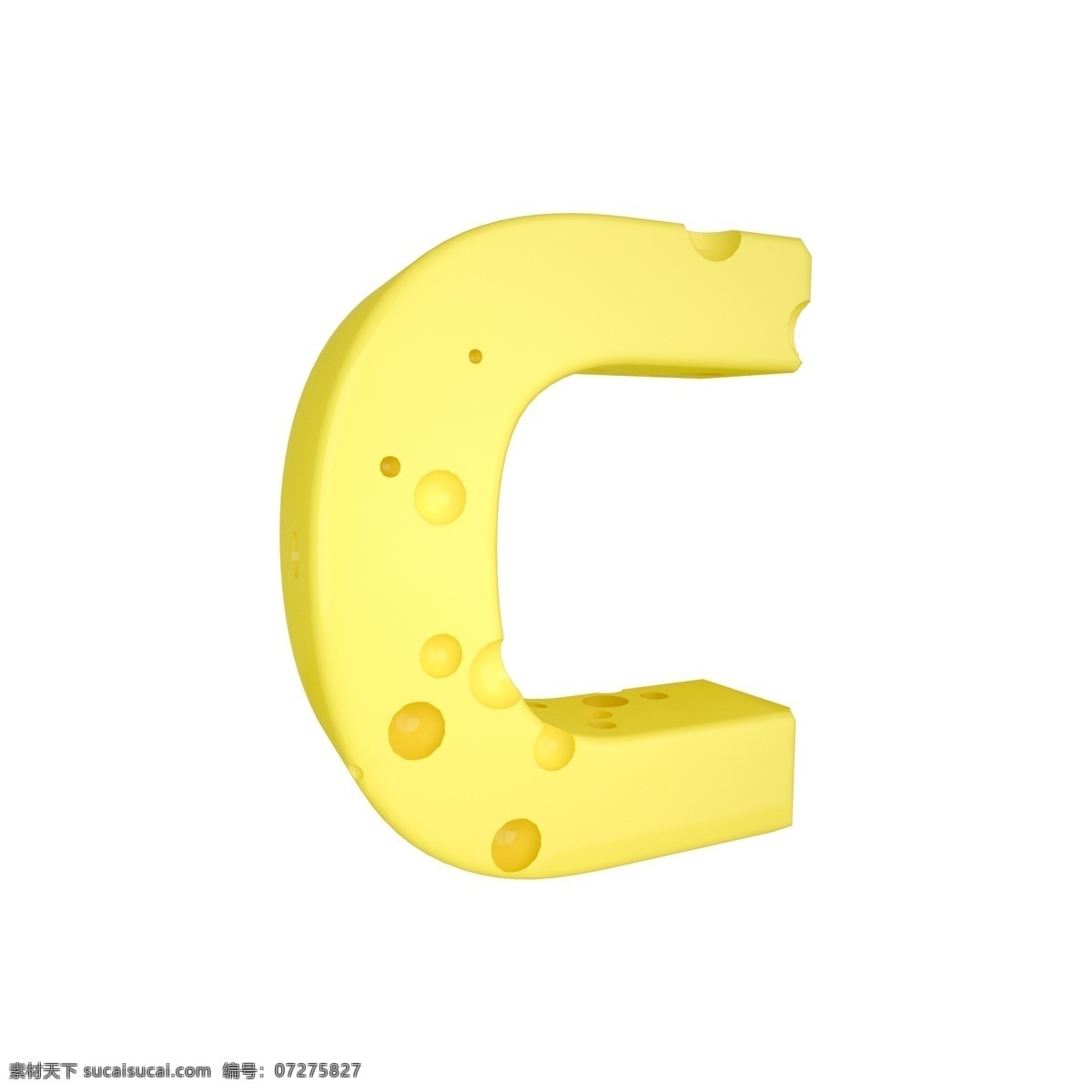 c4d 创意 奶酪 字母 c 装饰 3d 黄色 立体 食物 平面海报配图 电商淘宝装饰 可爱 柔和 字母c