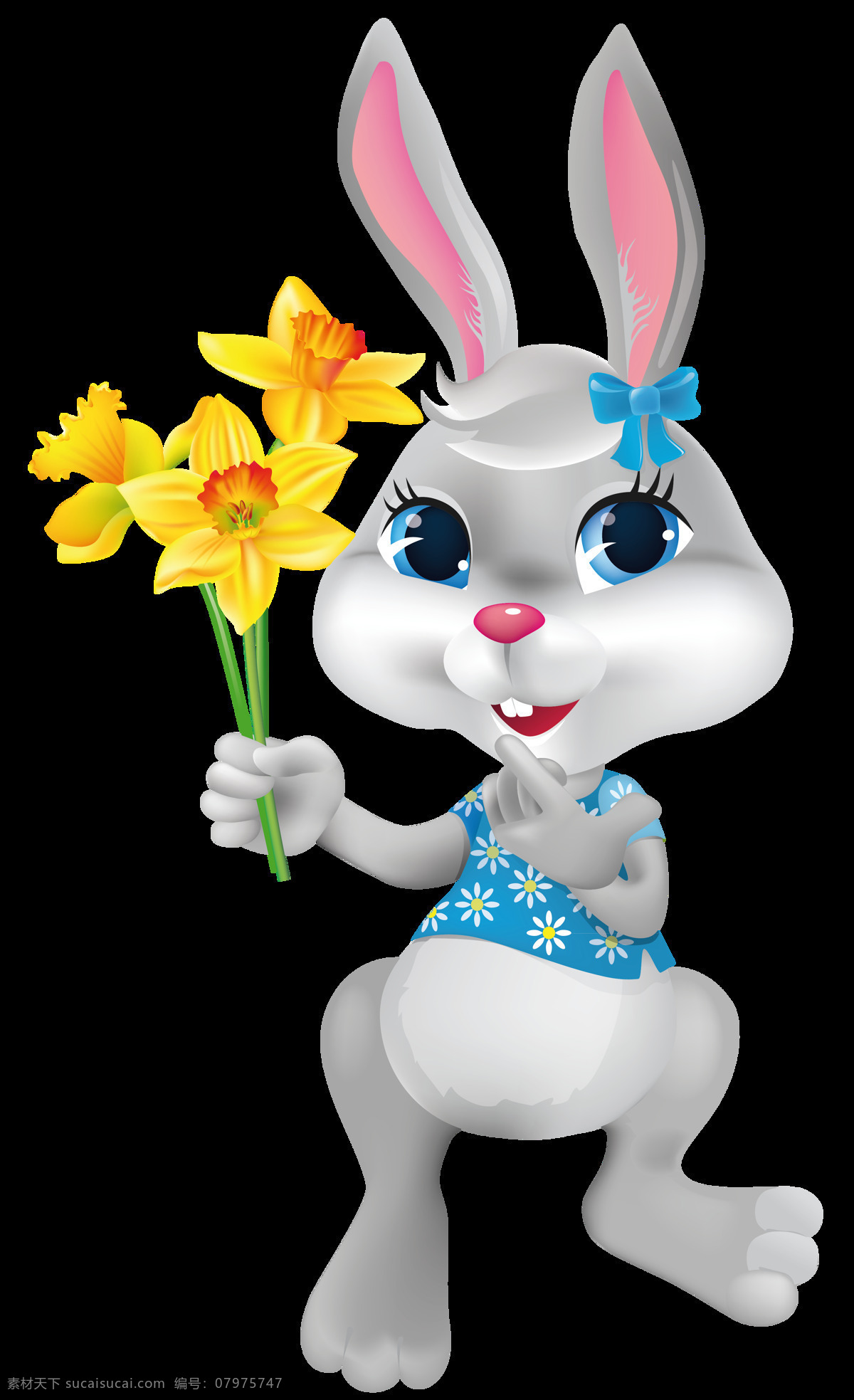 png元素 花朵 卡通 免抠元素 透明素材 兔子 灰色 小 兔 元素