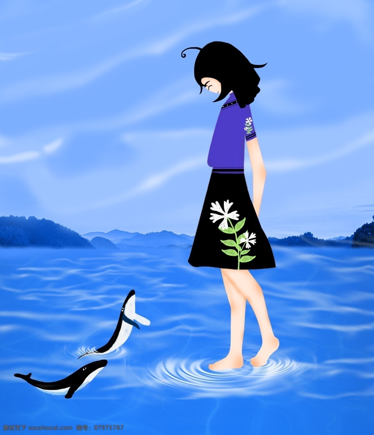巨人 女孩 海豚 元素