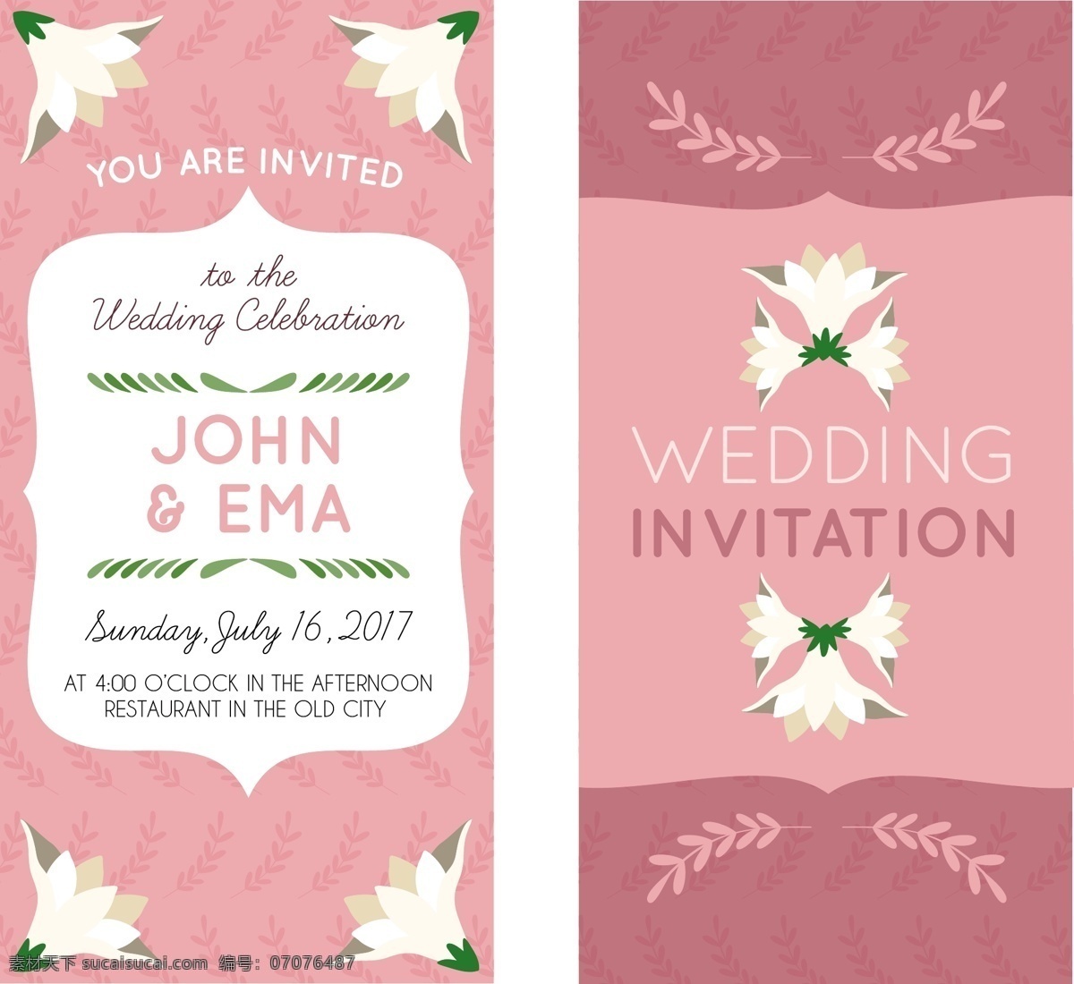 粉红色 装饰 花朵 婚礼 邀请 卡 粉红色的 装饰花朵 婚礼邀请卡
