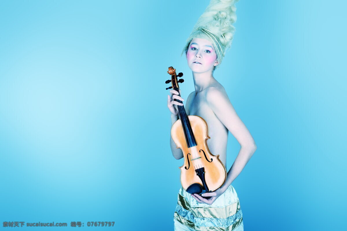 性感美女 人体写真 人体 写真 小提琴 艺术写真