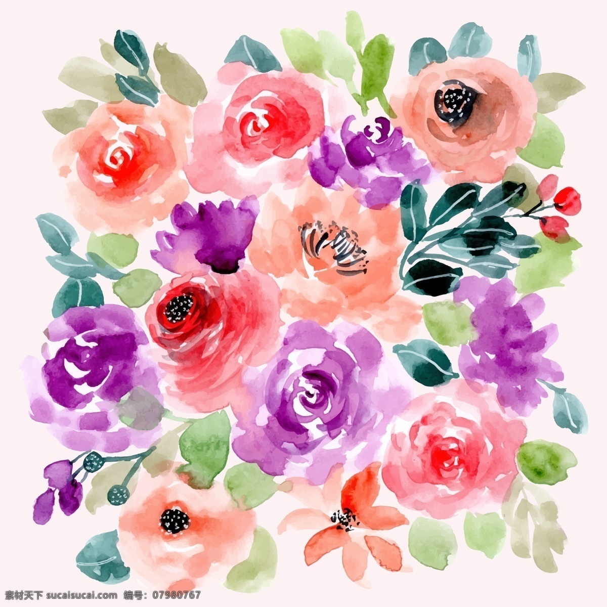 手绘花图片 手绘花 水彩花 铅笔画 月季 玫瑰花 高清 印花 粉色花 花卉