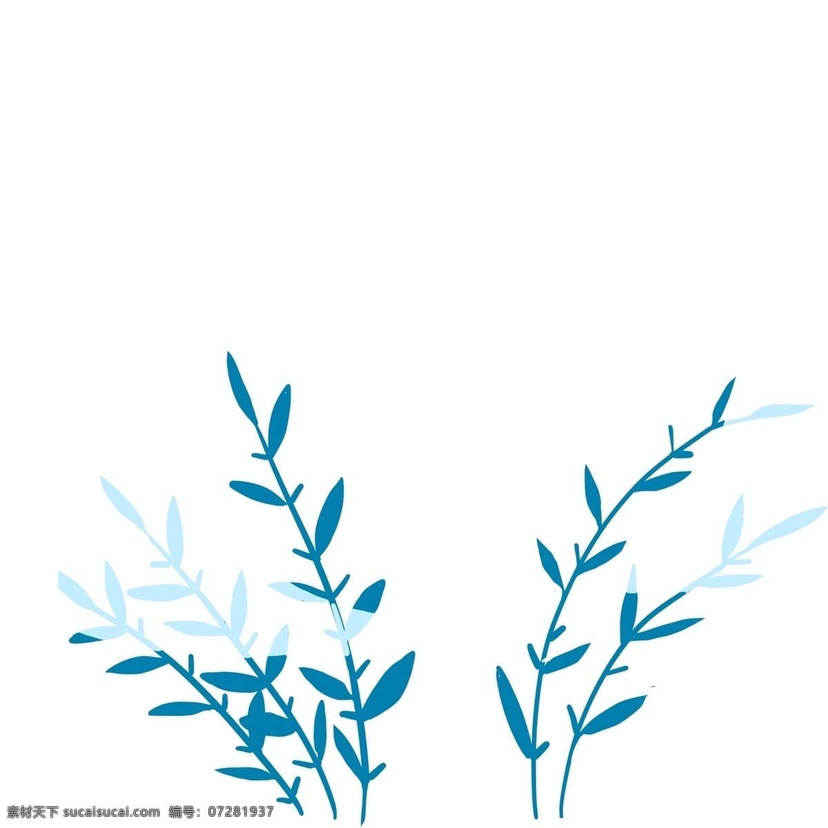 蓝色 植物 免 扣 图 卡通 浅蓝色 草 叶子 小叶子 植物免扣图