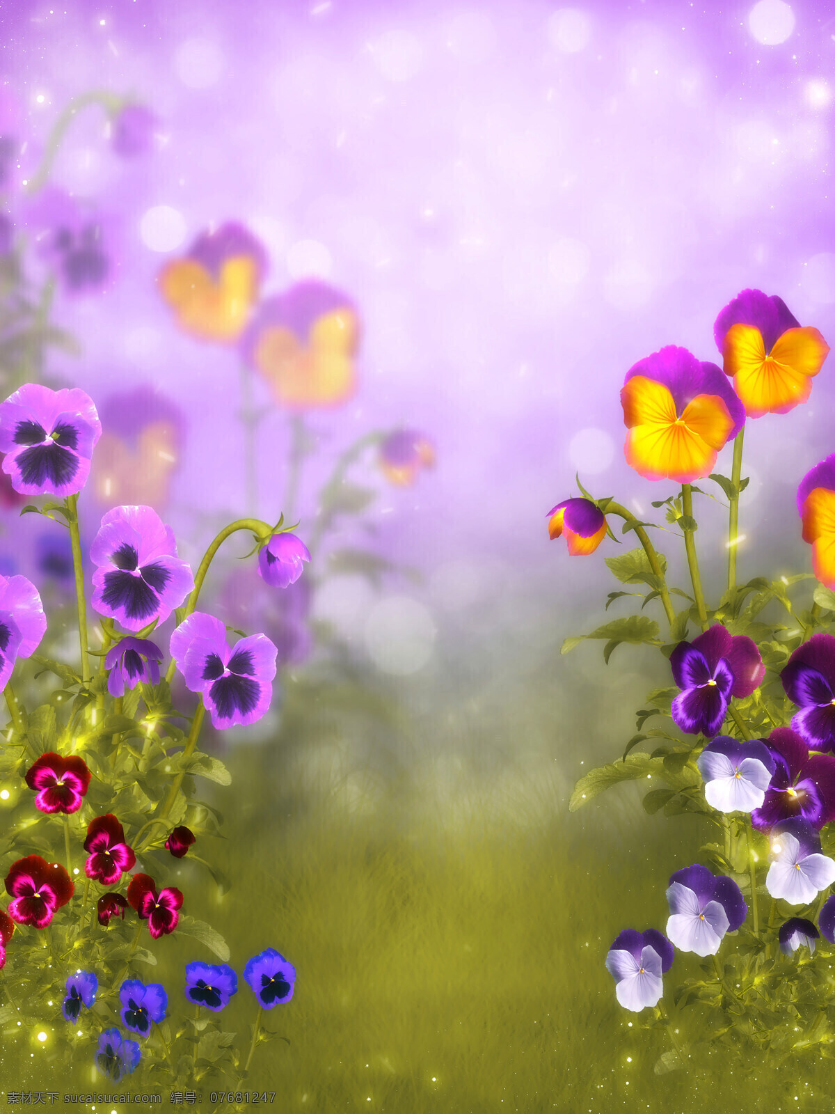 三色堇 背景 素材图片 自然 风景 花卉 花朵 美丽 清新 免费素材下载 背景墙 背景图 装饰画 蝴蝶花