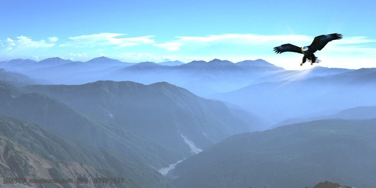 山水 雄鹰 海报 背景 psd素材 背景海报 背景素材 企业文化 老鹰 大山 神鹰 高瞻远瞩 群山 群山连绵 天蓝色