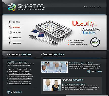 靓丽 数码科技 企业网站 模板 psd模板 黑色网站 网页设计 网站 网页素材 网页模板