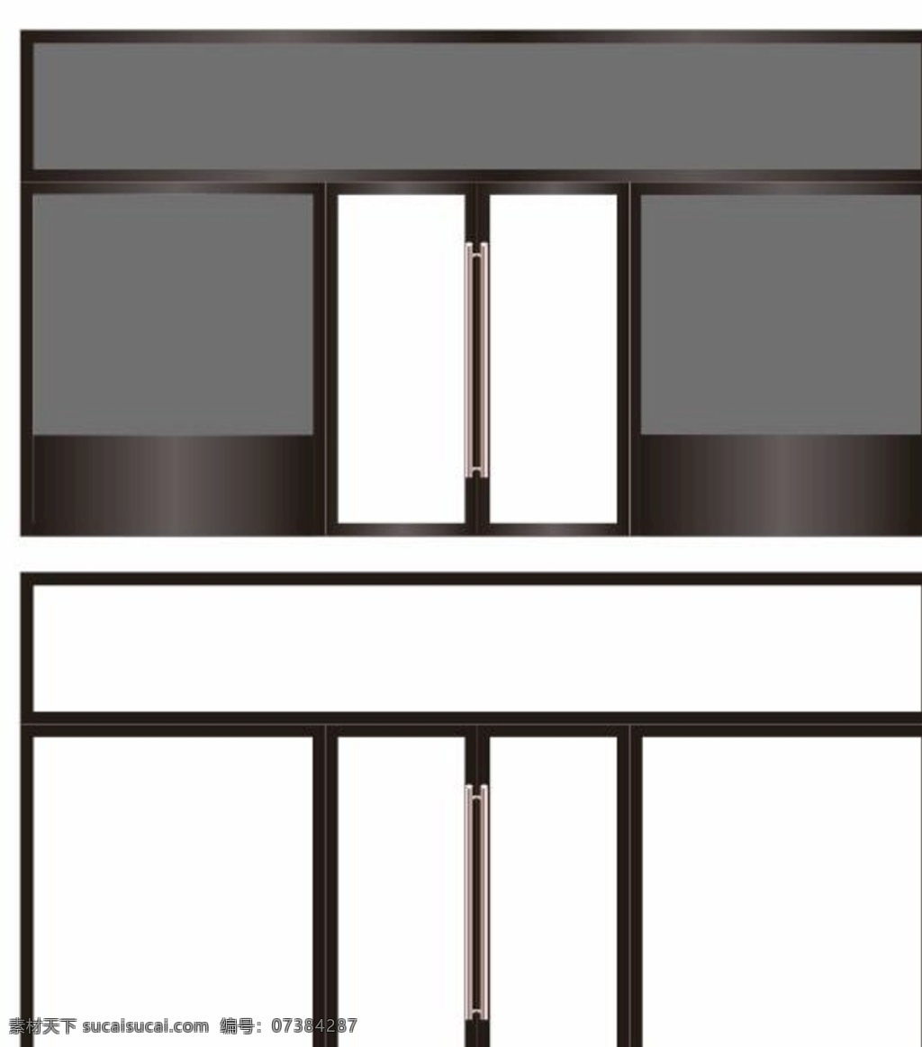 玻璃门效果图 玻璃门尺寸 黑钛镜面 玻璃门门头 门头设计