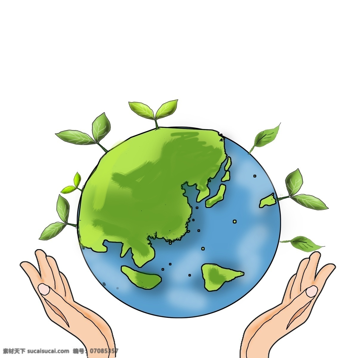 绿色 地球日 手 托 地球 保护 保护地球 爱护地球 世界地球日 卡通森林 绿色地球 绿色森林 绿色环境
