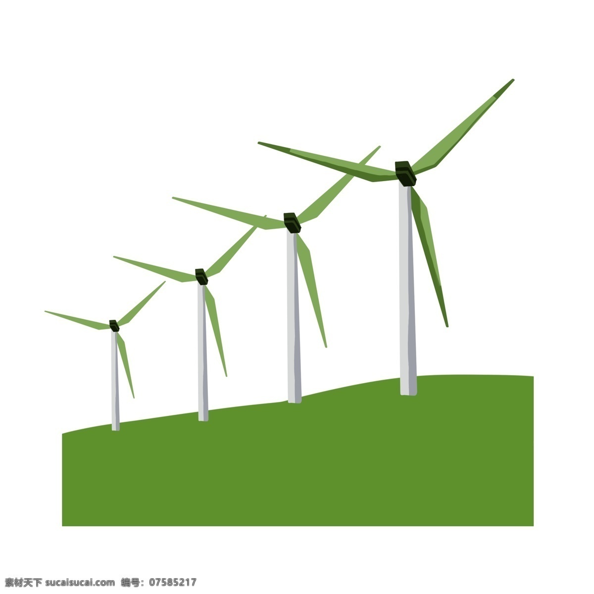 旋转 风车 环保 插画 绿色的风车 卡通插画 风车插画 风车环保 风力发电 绿色的草坪