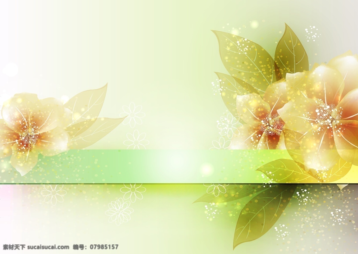 矢量 朦胧 花卉 梦幻 背景 花叶 梦幻树叶 植物背景 矢量图 花纹花边
