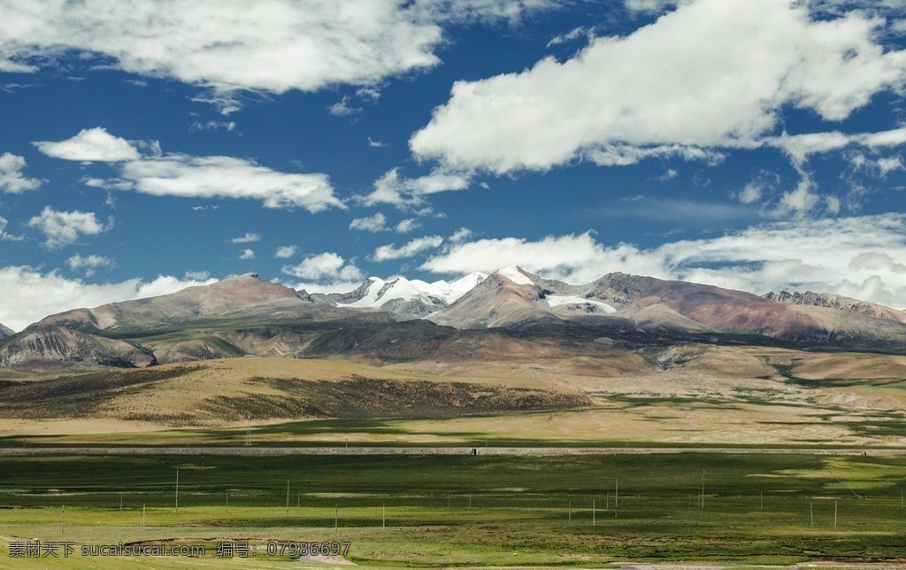 青藏高原 雪山 草地 西藏 纳木错 唐古拉山 蓝天 高原 风景 旅游摄影 国内旅游