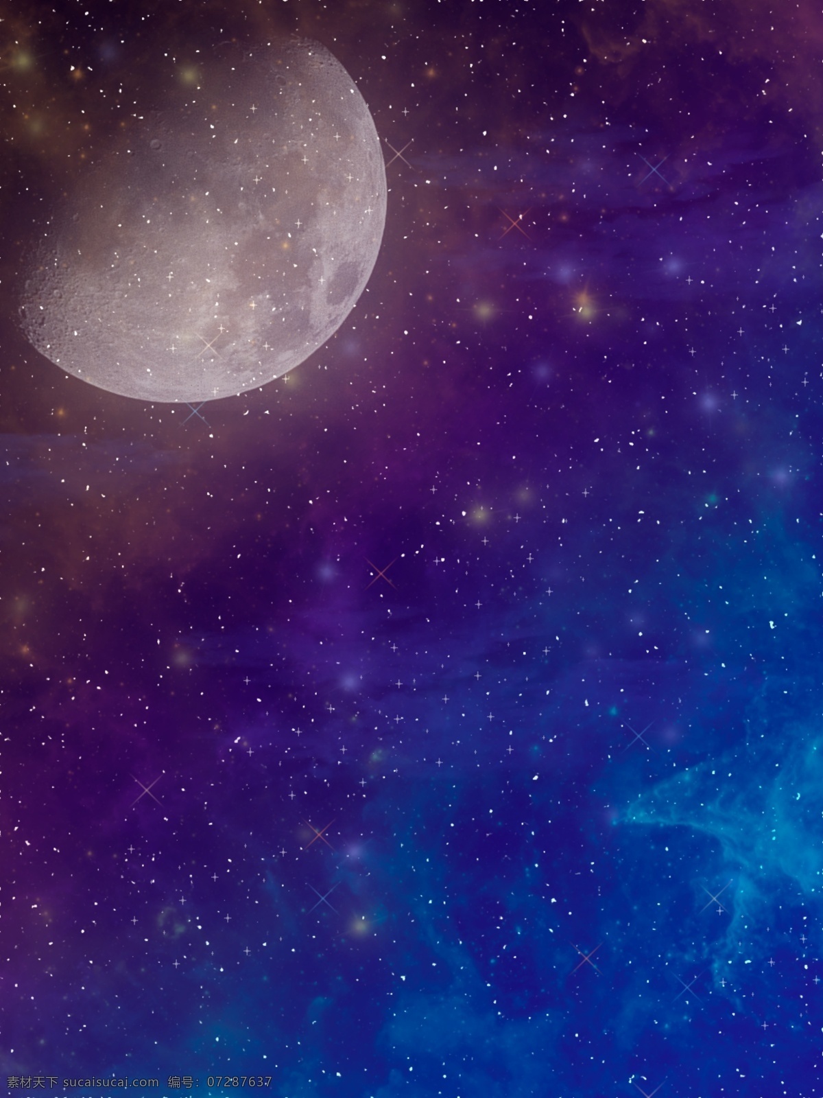 纯 原创 漂亮 星空 星云 月亮 背景 星星 简约 渐变 宇宙 恒星 行星