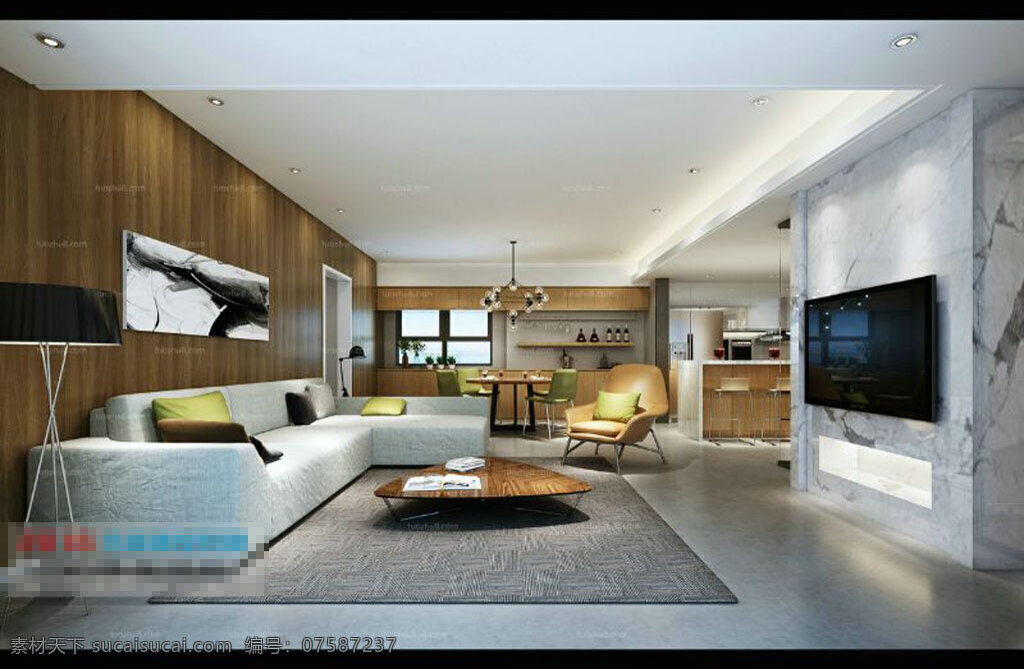 温馨客厅3d 3d模型 室内设计 温馨客厅 时尚现代 电视机 沙发茶几