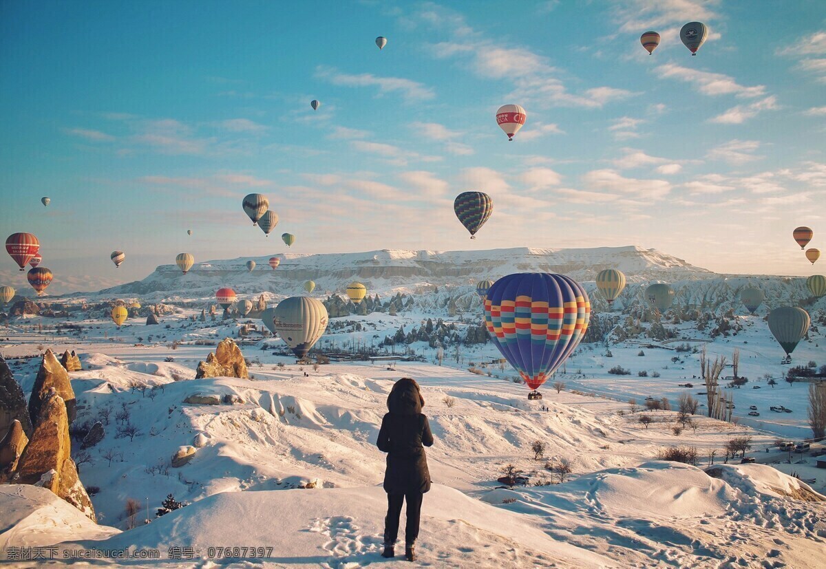 享受 旅游 乐趣 热气球 旅游背景 风景 休闲 体验 旅行 气球 雪地 天空 背景 拍摄 旅游摄影 国外旅游