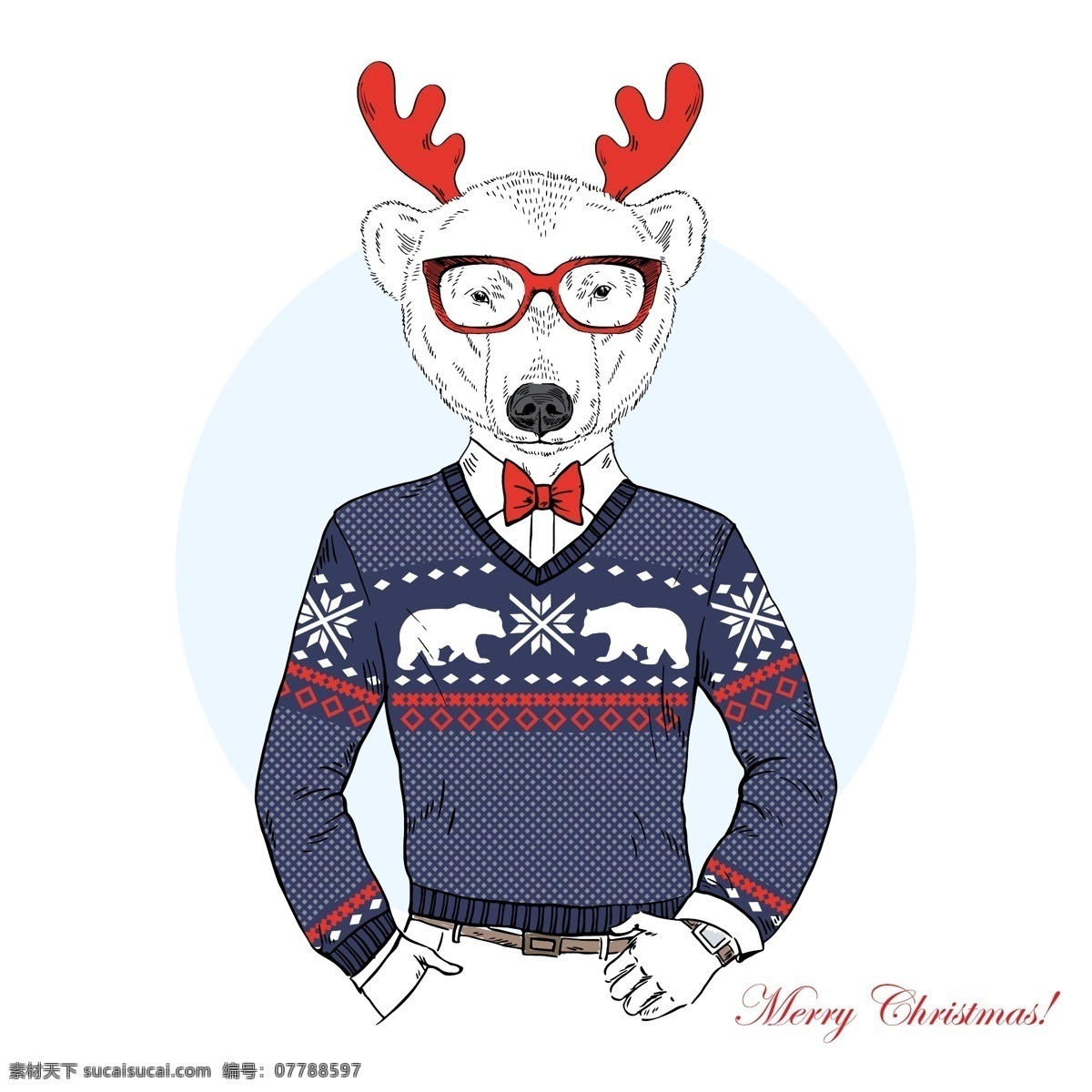 小熊先生 圣诞节小熊 毛衣 眼镜 时尚动物 熊先生 动物 机器人 底纹边框 背景底纹