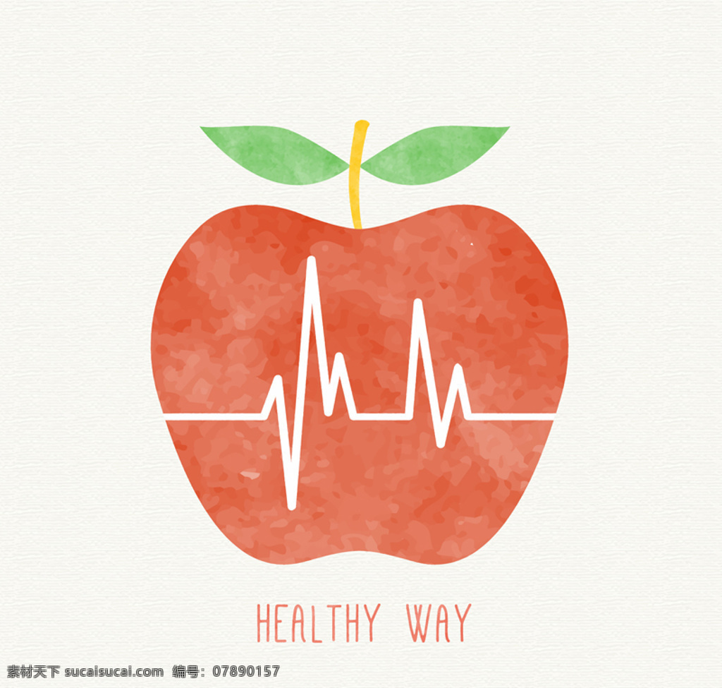 红色 苹果 里 心电图 矢量 生活 医学 健康 红色苹果 矢量图 白色