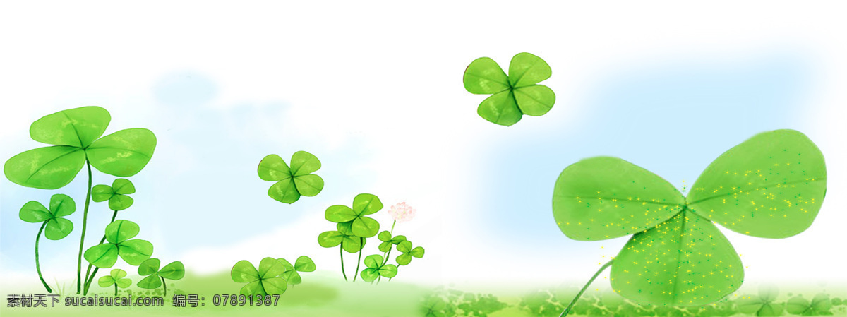 四 叶 草 电商 淘宝 banner 海报 背景 幸运四叶草 青色 清新 四叶草 幸运