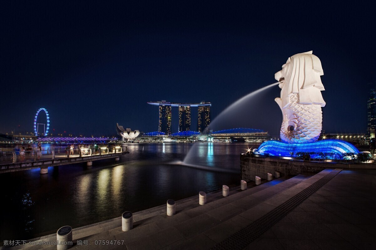 鱼尾狮 鱼尾狮公园 新加坡 新加坡鱼尾狮 鱼尾狮夜景 新加坡夜景 旅游摄影 国内旅游