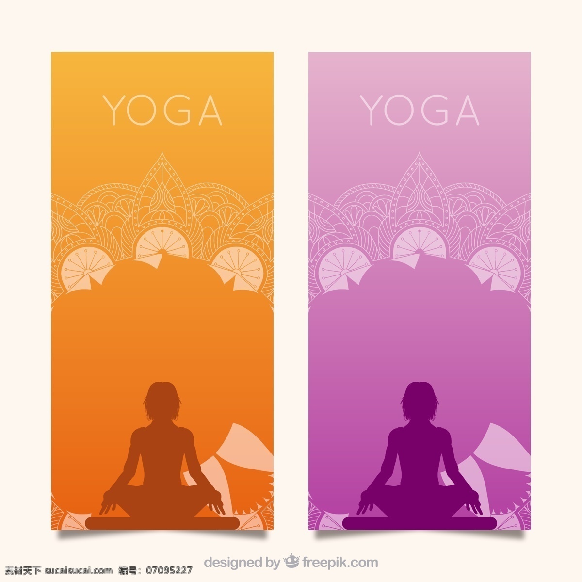 彩色 瑜伽 banner 矢量 花纹 女子 健身 yoga 矢量图