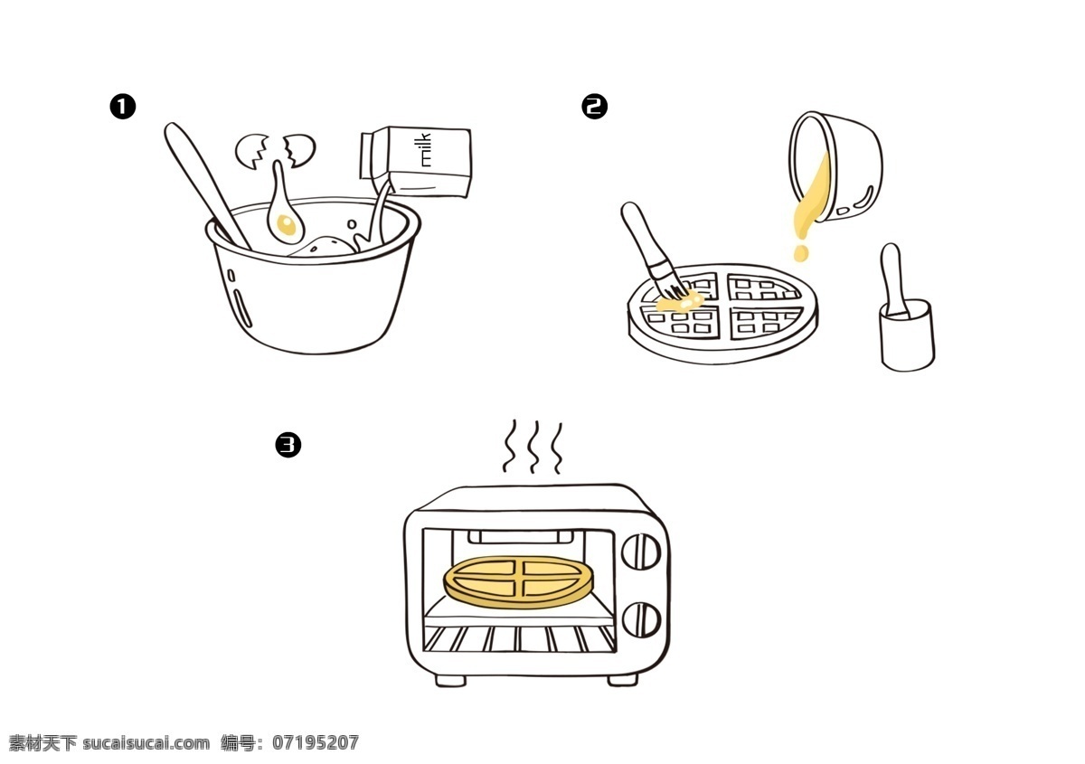 松 饼 面粉 包装袋 背面 制作 小 步骤 卡通画 烹饪 书 报纸 框 画 儿童卡通插画 食品