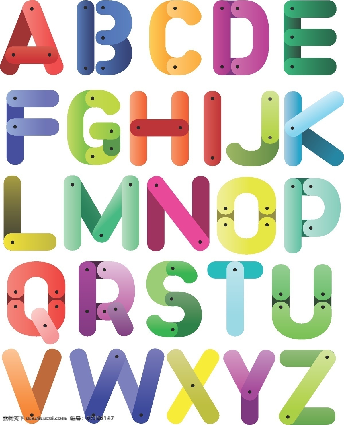 彩色 马赛克 字母 矢量 材料 矢量字体 颜色 英语字母 矢量图 艺术字
