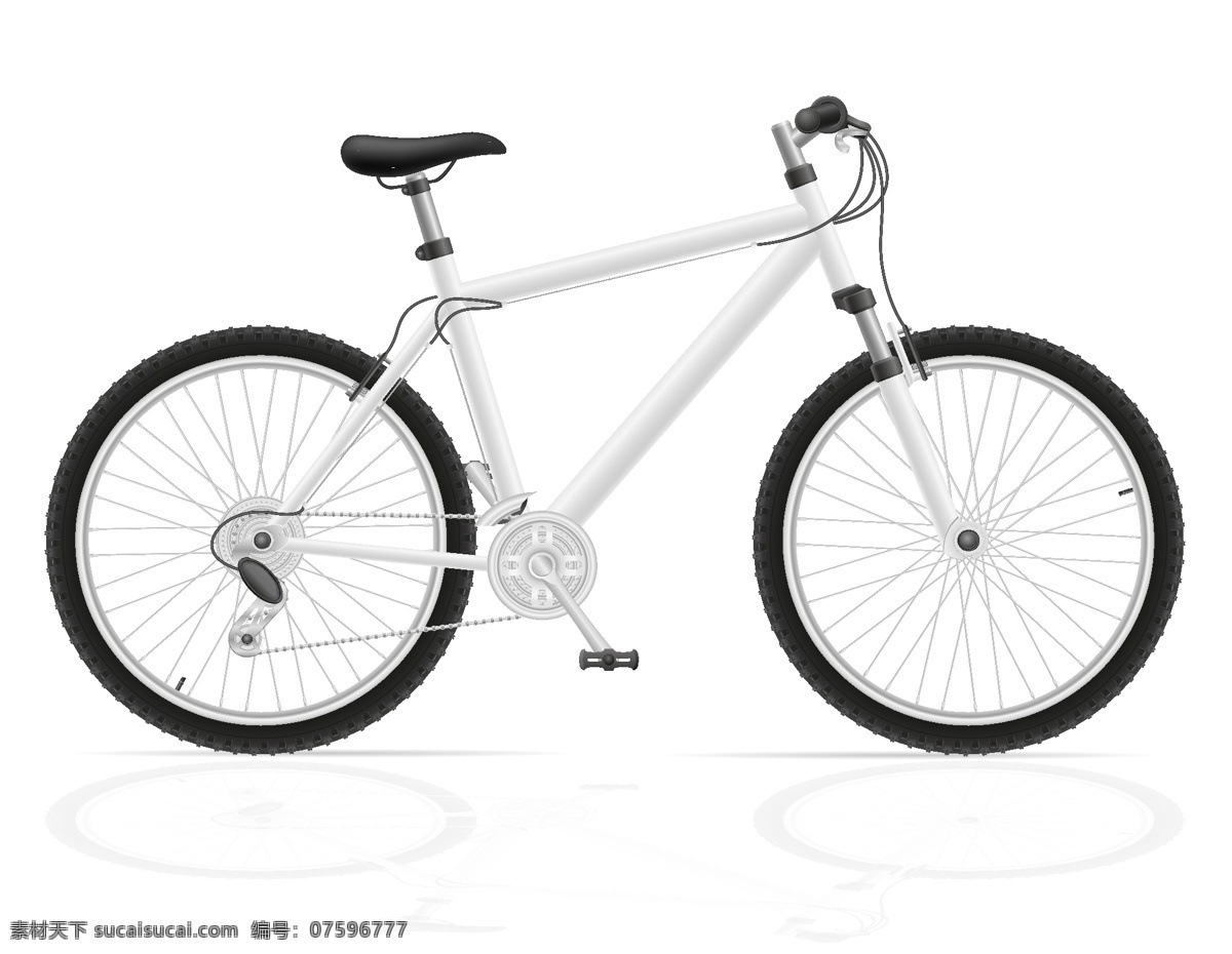 白色单车 矢量单车 自行车 矢量自行车 逼真自行车