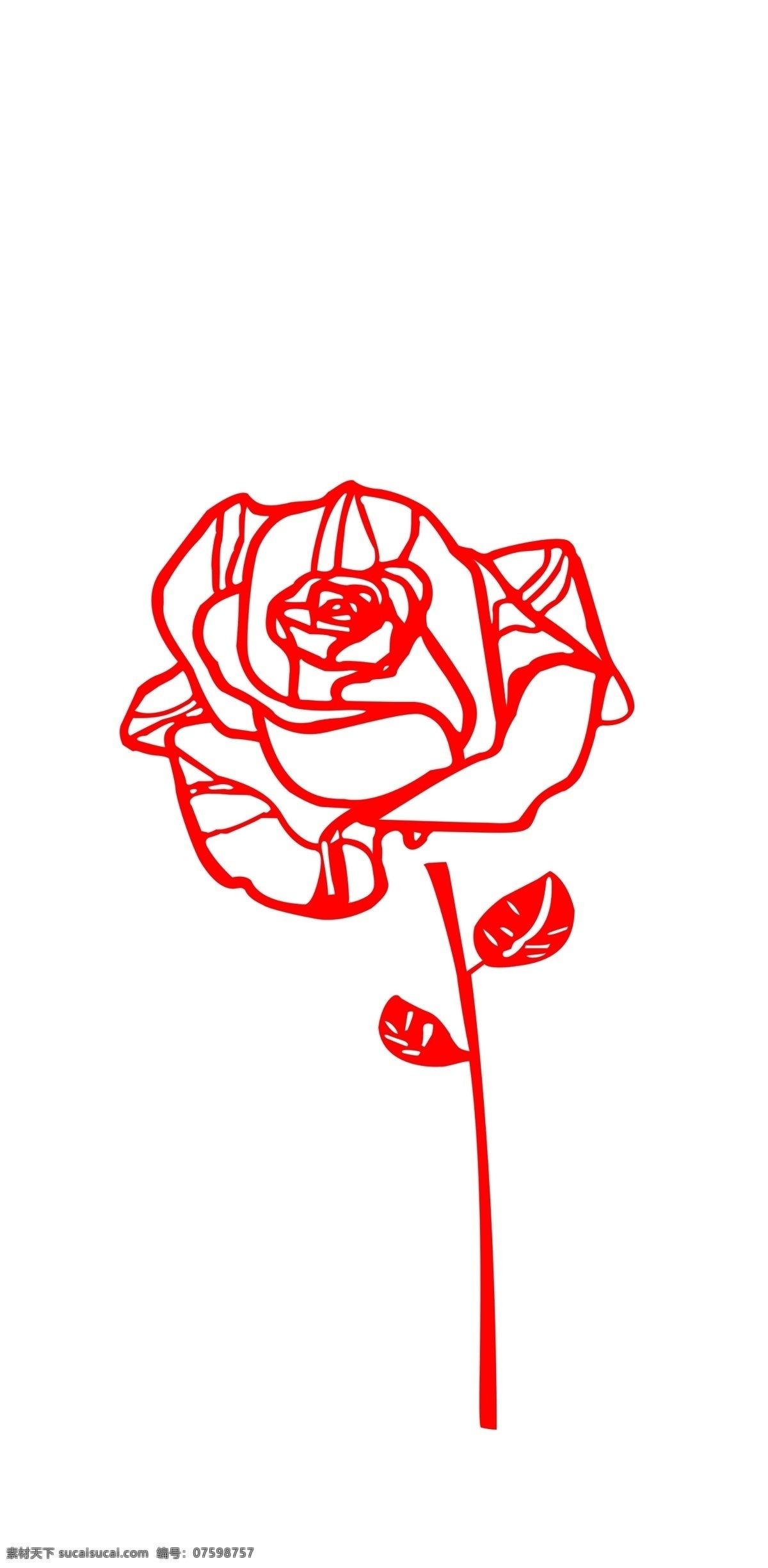 手绘 红色 玫瑰花 花 线条 分层 贴画 壁纸